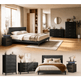 thumbnail image 1 of 4-Piece Complete Bedroom Furniture Set, Upholstered Queen Platform Bed Frame, LED Nightstand, Wide Dresser & Tall Chest of Drawers, Modern Storage Bedroom Collection for Apartment Guest Room - Gray, 1 of 13