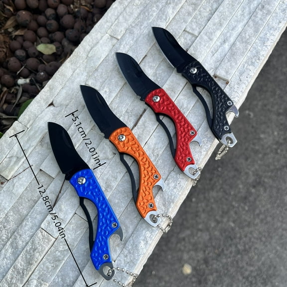 4-Piece Cool Men’s 3D Folding Knife Set - Stainless Steel Blade | Sharp, Durable for Camping, Hunting, Fishing & Indoor/Outdoor Use | Perfect Christmas, Halloween Gift for Friends