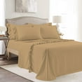 thumbnail image 1 of 4 Piece Corner Ruffle Sheet Set, 3" Inch Corner Ruffle On Flat Sheet, 10 Inch Deep Pocket, 100% Egyptian Cotton, 800 TC, Cal King Size, Solid Taupe, 1 of 6