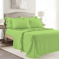 thumbnail image 1 of 4 Piece Corner Ruffle Sheet Set, 3" Inch Corner Ruffle On Flat Sheet, 18 Inch Deep Pocket, 100% Egyptian Cotton, 800 TC, Full Size, Solid Sage, 1 of 6
