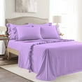 thumbnail image 1 of 4 Piece Corner Ruffle Sheet Set, 3" Inch Corner Ruffle On Flat Sheet, 18 Inch Deep Pocket, 100% Egyptian Cotton, 800 TC, Queen Size, Solid Lilac, 1 of 6