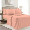 thumbnail image 1 of 4 Piece Corner Ruffle Sheet Set, 3" Inch Corner Ruffle On Flat Sheet, 18 Inch Deep Pocket, 100% Egyptian Cotton, 800 TC, Twin XL Size, Solid Peach, 1 of 6