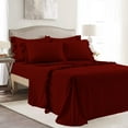 thumbnail image 1 of 4 Piece Corner Ruffle Sheet Set, 3" Inch Corner Ruffle On Flat Sheet, 24 Inch Deep Pocket, 100% Egyptian Cotton, 800 TC, Queen Size, Solid Burgundy, 1 of 6