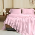 thumbnail image 1 of 4 Piece Corner Ruffle Sheet Set, 6" Inch Corner Ruffle On Flat Sheet And Pillowcases, 15 Inch Deep Pocket, 100% Egyptian Cotton, 800 TC, Full Size, Solid Light Pink, 1 of 6
