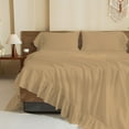 thumbnail image 1 of 4 Piece Corner Ruffle Sheet Set, 6" Inch Corner Ruffle On Flat Sheet And Pillowcases, 15 Inch Deep Pocket, 100% Egyptian Cotton, 800 TC, Full Size, Solid Taupe, 1 of 6