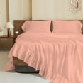 thumbnail image 1 of 4 Piece Corner Ruffle Sheet Set, 6" Inch Corner Ruffle On Flat Sheet And Pillowcases, 15 Inch Deep Pocket, 100% Egyptian Cotton, 800 TC, King Size, Solid Peach, 1 of 6