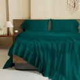 thumbnail image 1 of 4 Piece Corner Ruffle Sheet Set, 6" Inch Corner Ruffle On Flat Sheet And Pillowcases, 18 Inch Deep Pocket, 100% Egyptian Cotton, 800 TC, Twin Size, Solid Teal, 1 of 6