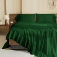 thumbnail image 1 of 4 Piece Corner Ruffle Sheet Set, 6" Inch Corner Ruffle On Flat Sheet And Pillowcases, 21 Inch Deep Pocket, 100% Egyptian Cotton, 800 TC, King Size, Solid Green, 1 of 6