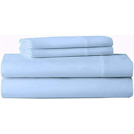 4 Piece Cot Sheet , 400 TC, Egyptian Cotton, 10" Deep - 33 x 75- Light Blue