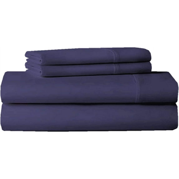 4 Piece Cot Sheet Set, RV Bunk Sheet Set, 400 Thread Count, 100% Egyptian cotton, Extra Soft and Luxury, 16" Inch Deep Pocket - 25 x 75- Navy Blue Solid
