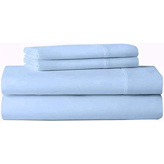 4 Piece Cot Sheet Set, RV Bunk Sheet Set, 400 Thread Count, 100% Egyptian cotton, Extra Soft and Luxury, 10" Inch Deep Pocket - 39 x 75 Twin Size- Light Blue Solid