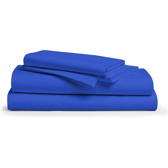 4 Piece Cot Sheet Set, RV Bunk Sheet Set, 400 Thread Count, 100% Egyptian cotton, Extra Soft and Luxury, 12" Inch Deep Pocket - 42 x 80 RV Bunk Size- Royal Blue Solid