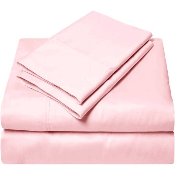 4 Piece Cot Sheet Set, RV Bunk Sheet Set, 400 Thread Count, 100% Egyptian cotton, Extra Soft and Luxury, 16" Inch Deep Pocket - 39 x 75 Twin Size- Pink Solid