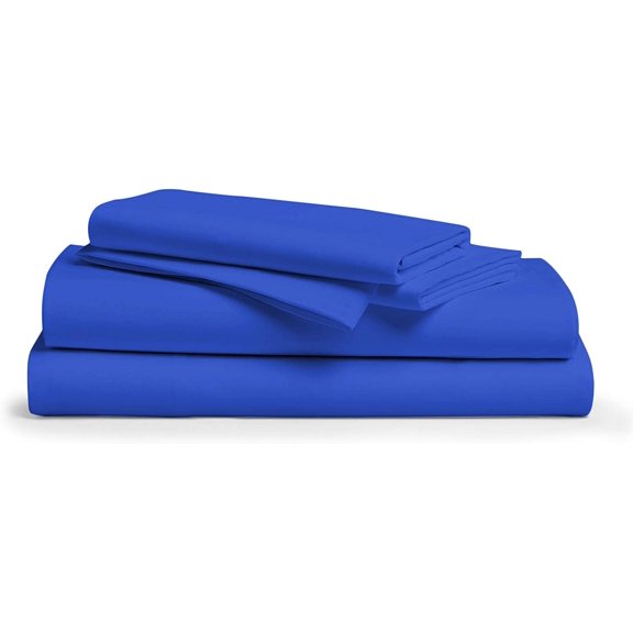 4 Piece Cot Sheet Set, RV Bunk Sheet Set, 400 Thread Count, 100% Egyptian cotton, Extra Soft and Luxury, 8" Inch Deep Pocket - 48 x 75 3/4 Full Bunk Size- Royal Blue Solid