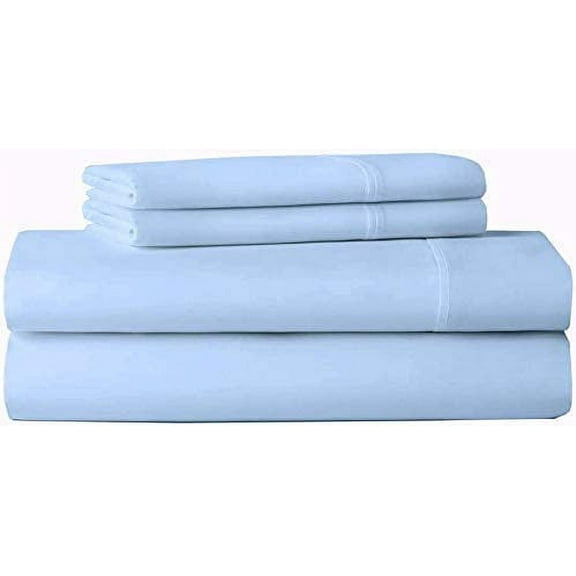 4 Piece Cot Sheet Set, RV Bunk Sheet Set, 400 Thread Count, 100% Egyptian cotton, Extra Soft and Luxury, 6" Inch Deep Pocket - 33 x 75- Light Blue Solid
