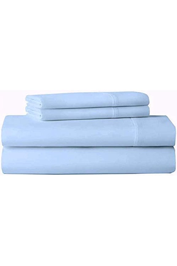 4 Piece Cot Sheet Set, RV Bunk Sheet Set, 400 Thread Count, 100% Egyptian cotton, Extra Soft and Luxury, 6" Inch Deep Pocket - 33 x 75- Light Blue Solid