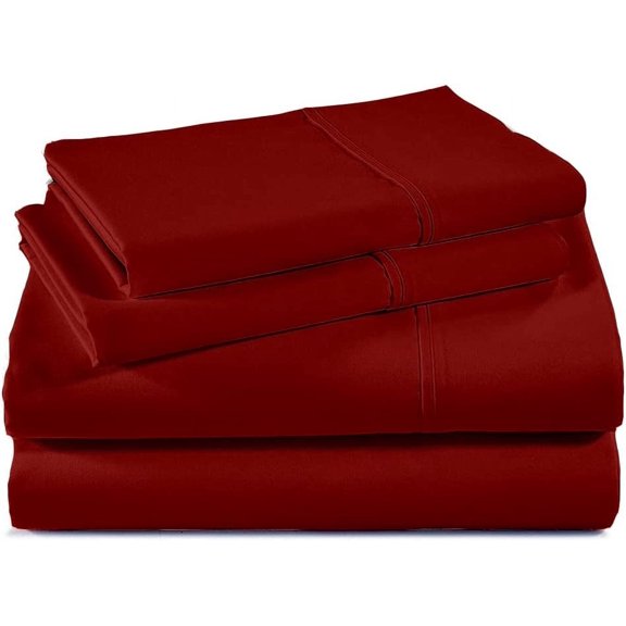 4 Piece Cot Sheet Set, RV Bunk Sheet Set, 400 Thread Count, 100% Egyptian cotton, Extra Soft and Luxury, 6" Inch Deep Pocket - 48 x 75 3/4 Full Bunk Size- Burgundy Solid