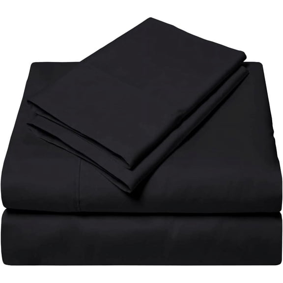 4 Piece Cot Sheet , 400 TC, Egyptian Cotton, 6" Deep - 25 x 75- Black