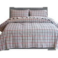 thumbnail image 1 of 4-Piece Cotton Flannel Sheet Set, Deep Pocket Fitted, Cali King, Plaid Gray, 1 of 5