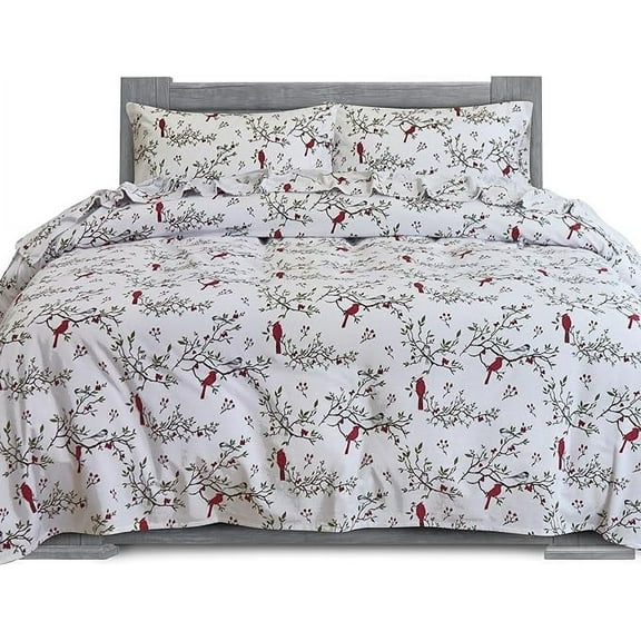 4-Piece Cotton Flannel Sheet Set, Deep Pocket Fitted, Full, Cardinal
