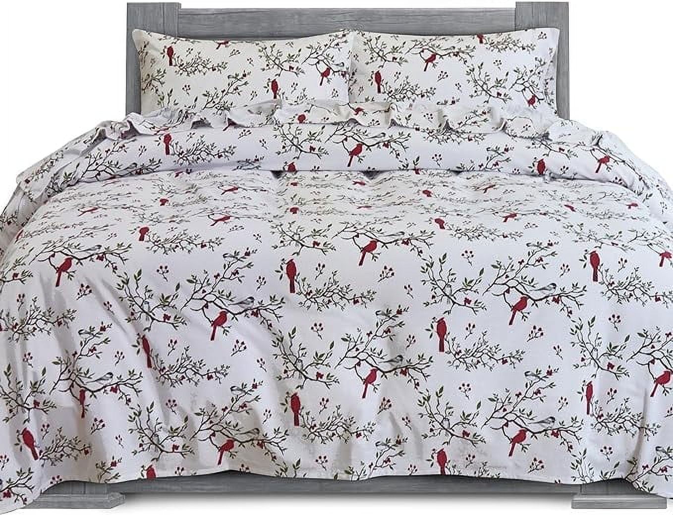 4-Piece Cotton Flannel Sheet Set, Deep Pocket Fitted, Queen, Cardinal