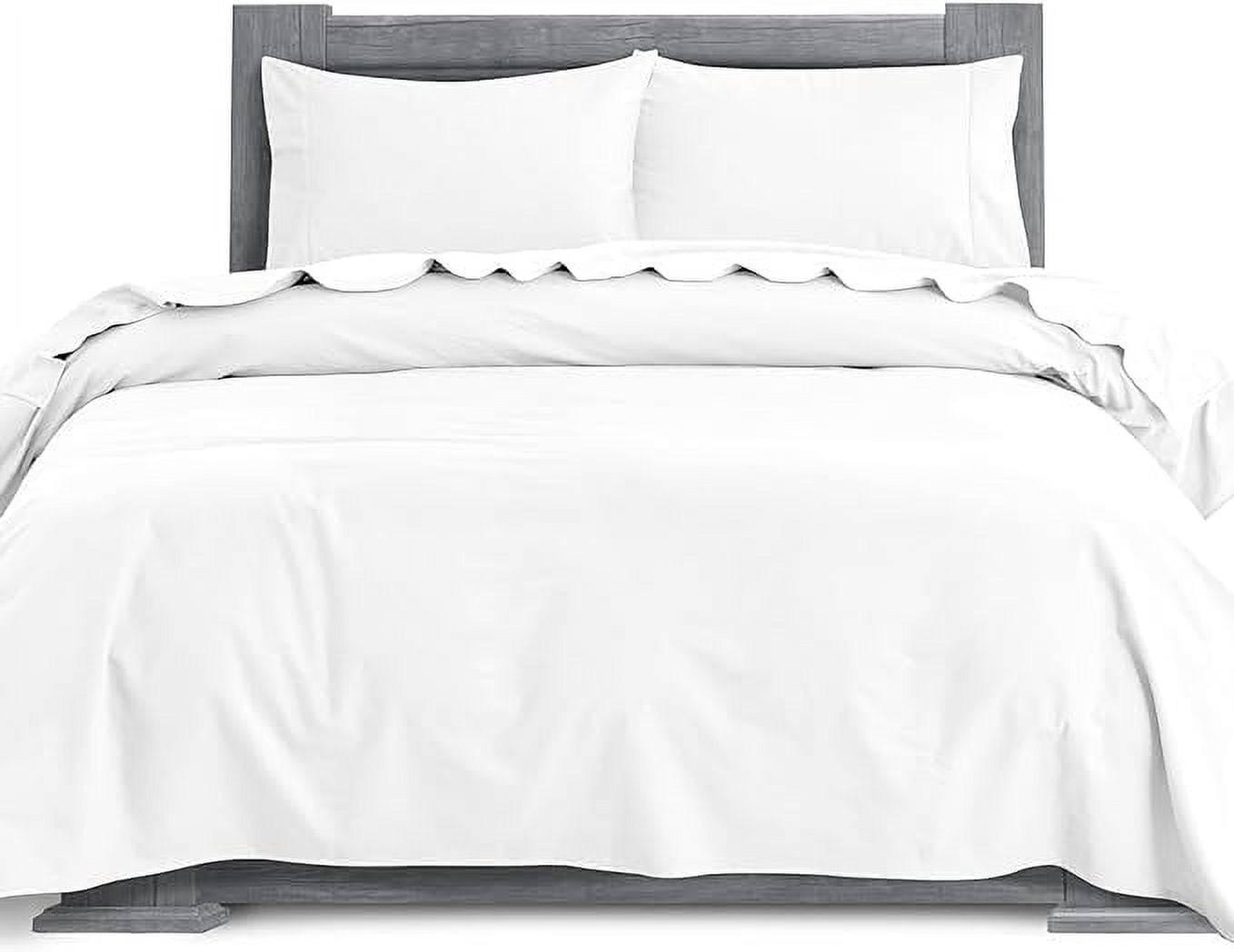 4-Piece Cotton Flannel Sheet Set, Deep Pocket Fitted, Twin, White