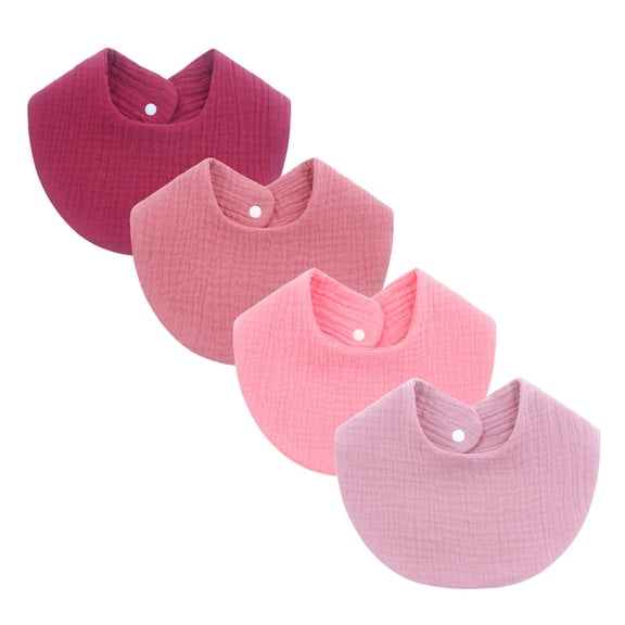 4 Piece Cotton Infants Teething Bib 2-Layer Absorbent Baby Burp Cloth Toddler Saliva Towel for Feeding Drooling
