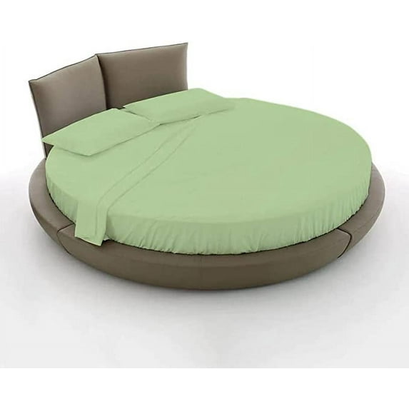 4 Piece Cotton Round Bedsheet 100% Egyptian Cotton, 30" Deep Pocket,76" Diameter, 400 TC, Round Sheet Set, Super Soft, Luxury and Easy Care -Sage Solid, Twin XL Size