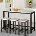 4Piece Counter Height Dining Set, Long Pub Table and 3 Stools Set