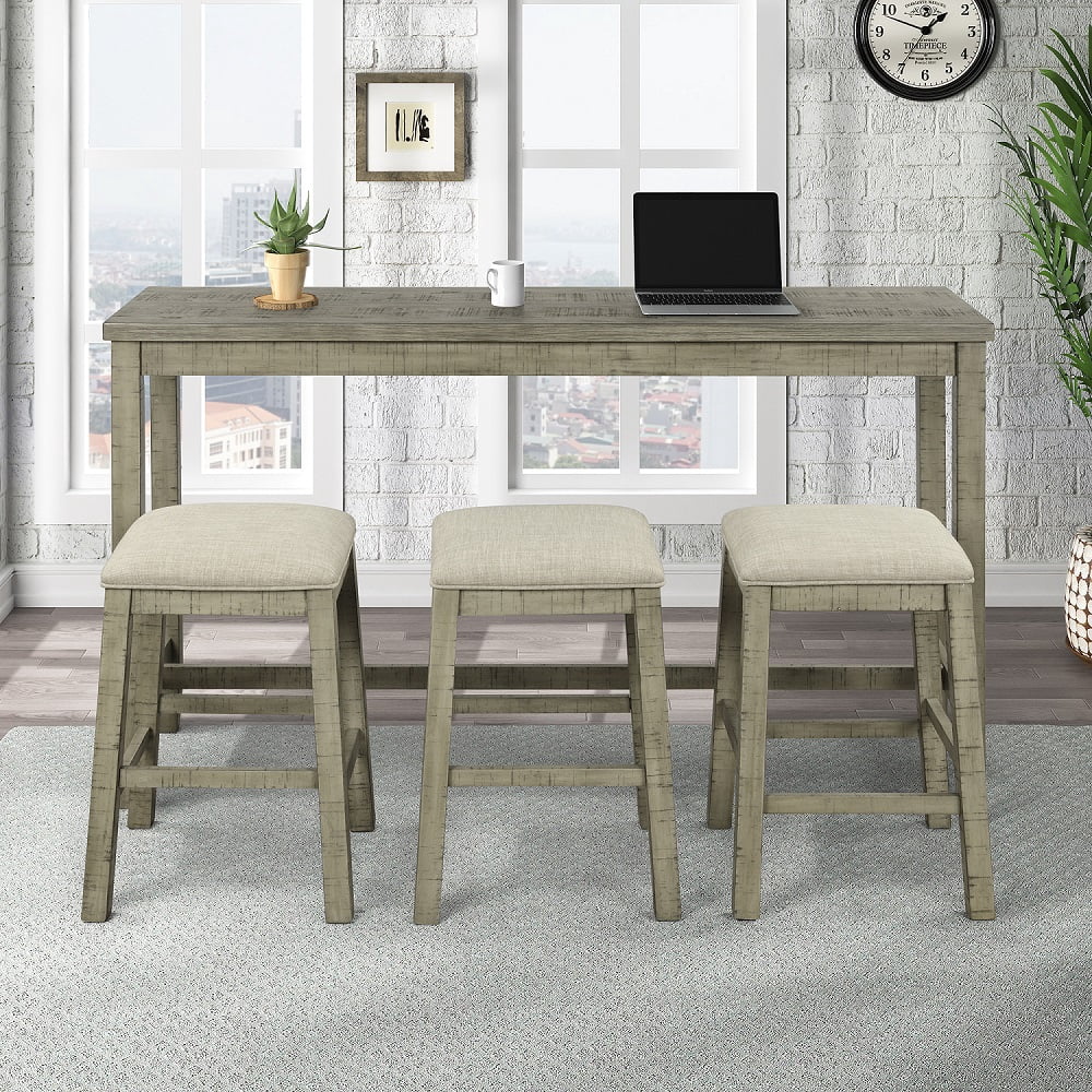 4 Piece Counter Height Dining Table Set Kitchen Table with Fabric ...