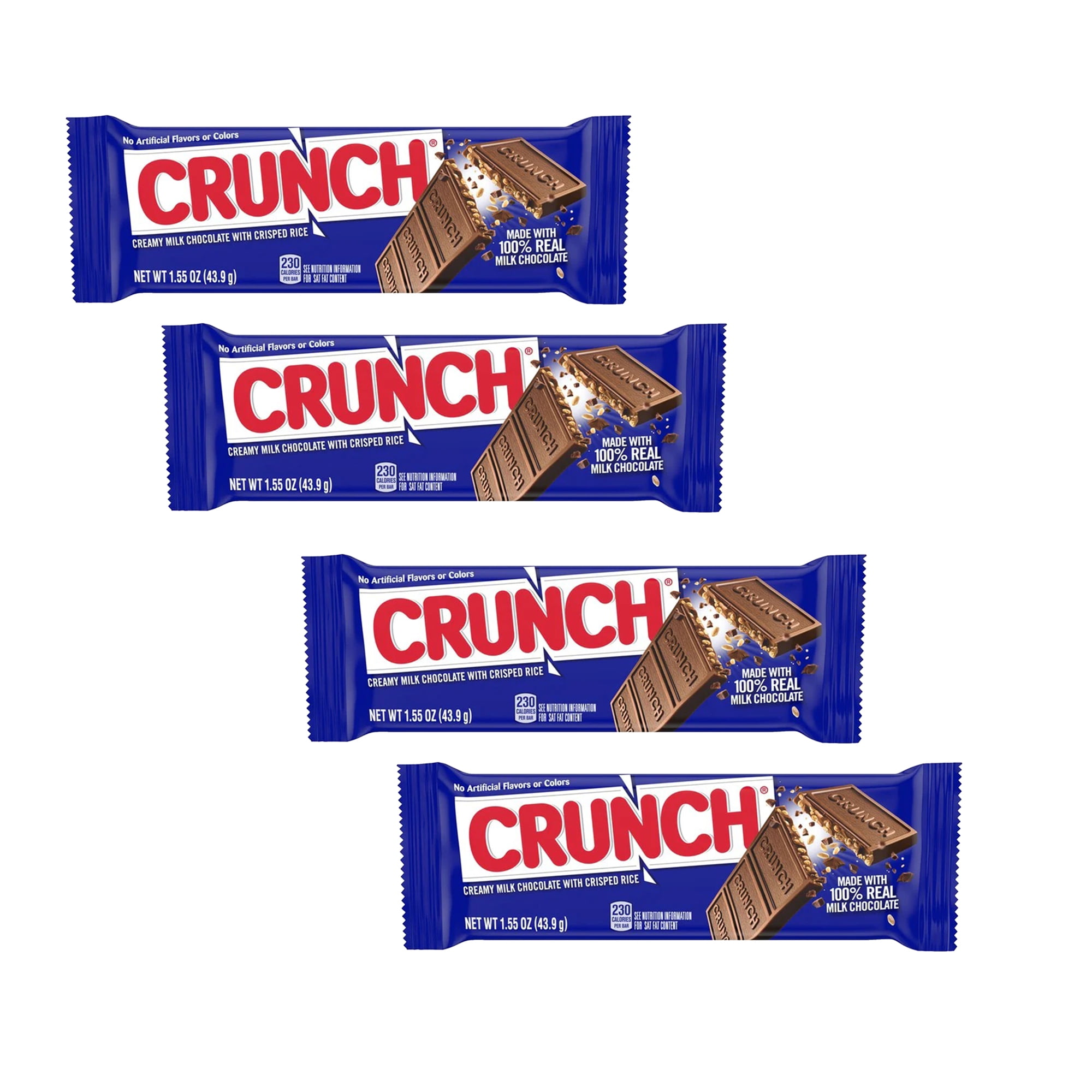 4 Piece Crunch Candy Bars Creamy Milk Chocolate with Crisped Rice