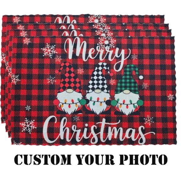4 Piece Custom Placemats for Dining Table 12"x18", Personalized Place Mats Design Your Photo Text Logo Placemats