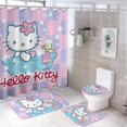 thumbnail image 1 of 4 Piece Cute Cartoon Shower Curtain Set with Non-Slip Rugs, Toilet Lid Cover and Bath Mat， Bathroom Set Decor72 x 72inch, 1 of 12