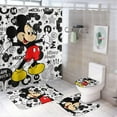 thumbnail image 1 of 4 Piece Cute Cartoon Shower Curtain Set with Non-Slip Rugs, Toilet Lid Cover and Bath Mat， Bathroom Set Decor72 x 72inch, 1 of 12