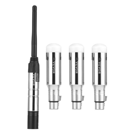 4-Piece DMX Wireless Stage Light Receiver Transmitter Kit with Rechargeable Battery, Silver