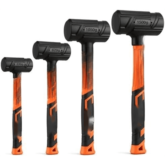 4-Piece Dead Blow Hammer Set (0.5lb, 1lb, 2lb, 3lb) One-Piece Molded Body, Steel Shot Filled, No Rebound, Non-Spark, Non-Slip Grip, for Auto, Carpentry & Tile Work$$Tools & Hardware Other