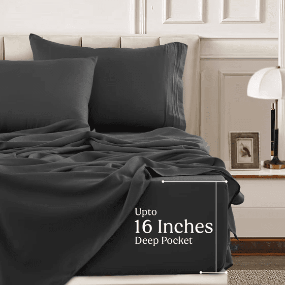 4 Piece Deep Pocket Bed Sheet Set upto 16" deep, Ultra Soft