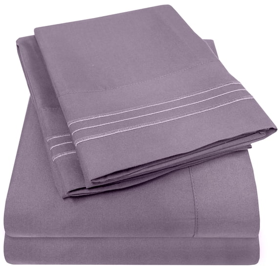 Sweet Home Collection 1800 Series Bed Sheets - Extra Soft Microfiber Deep Pocket Sheet Set - Plum, Queen