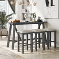 thumbnail image 1 of 4-Piece Dining Room Table, Dining Table For 3 With USB Port And Power Board, Bottom Shelf, 3 Upholstered Bar Stools, Cushion, Modern Furniture Set, 1 of 9