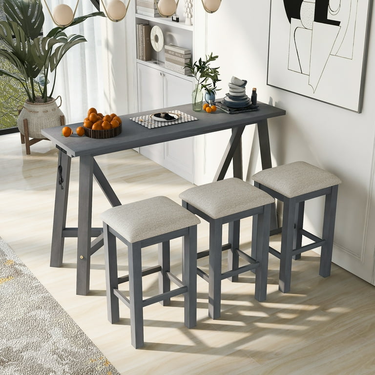 4 Piece Dining Set for 3 Counter Height Dining Table and