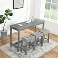 thumbnail image 1 of 4 Piece Dining Table Set, Bar Table and Chairs Set with Power Outlet, Industrial Dining Table with 3 Padded Stools, Long Sofa Console Table  for Living Room, Kitchen, Gray, 1 of 9