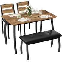 4-Piece Dining Table Set - Kitchen Table With Upholstered Bench & 2 Chairs, Space-Saving for Apartments (Black/Grey/Brown)