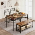 thumbnail image 1 of 4-Piece Dining Table Set with Bench and 2 Chairs,Dining Table Set w/ Storage Wine Rack for Small Space, Apartment, 1 of 6