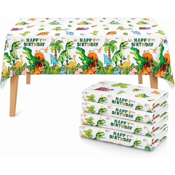 4 Piece Dinosaur Party Tablecloths Green