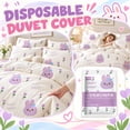 thumbnail image 1 of 4-Piece Disposable Travel Bedding Set, Disposable Flat Sheet, Quilt Cover and 2 Pillowcases, Portable Disposable Bed Linen for Hotel, Hospital and Trip, 1 of 5