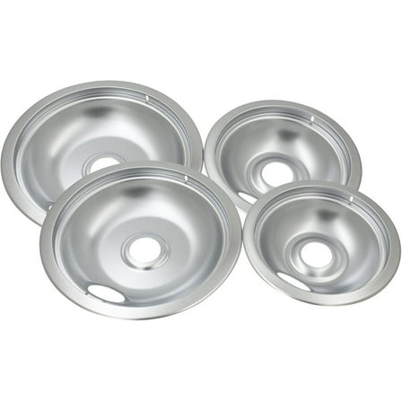 4 Piece Drip Pans Set,Compatible with Whirpool Kenmore Frigirate Stove,Chrome Finish Electric Stove Burner Drip Pans,Include 2 Pcs 6'' and 2 Pcs 8 '' Cooktop Replacement Drip Pans