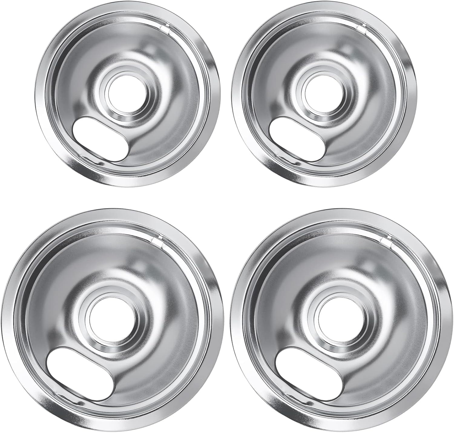 4 Pack Chrome Drip Pans Set, Compatible with Whirpool Kenmore Frigirate
