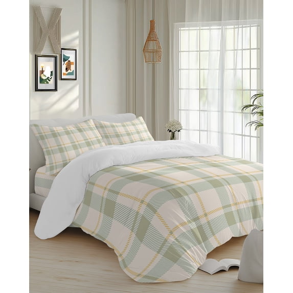 4 Piece Duvet Cover Set Cal king, Vintage Simple Buffalo Tartan Plaid ...