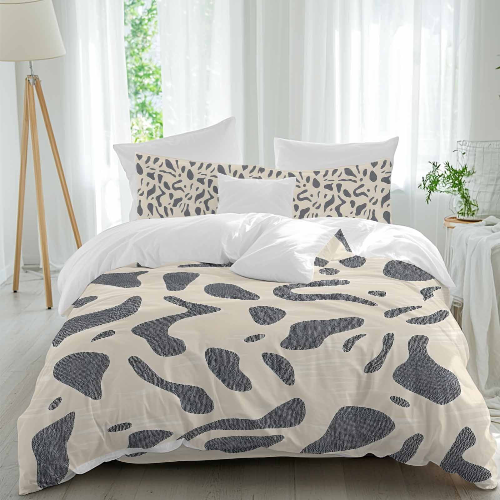 4 Piece Duvet Cover Set Twin, Abstract Color Blocks Soft Breathable ...