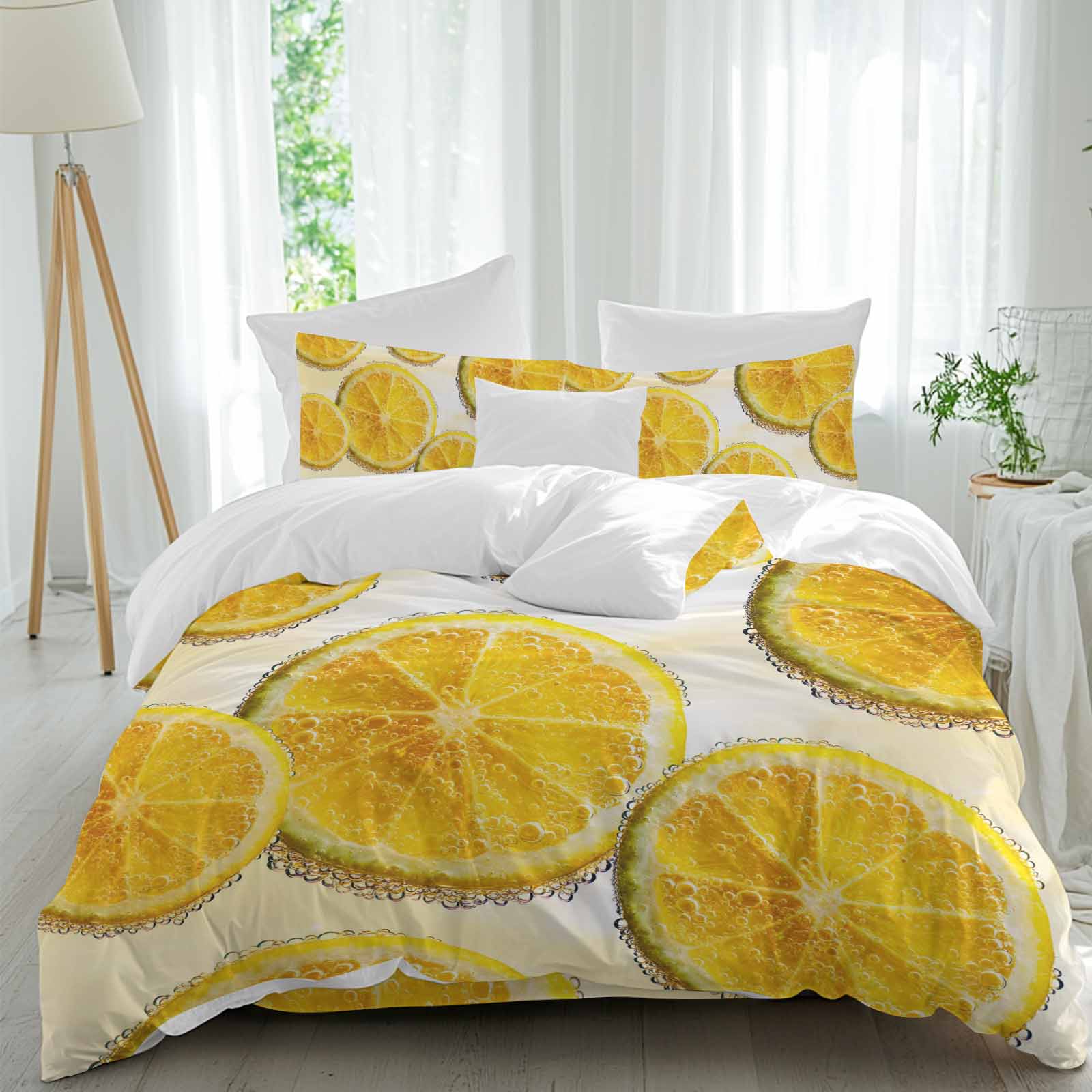4 Piece Duvet Cover Set Twin Summer Fruit Lemon Slices Soft Breathable 4 Piece Duvet Cover Set Twin Summer Fruit Lemon Slices Soft Breathable